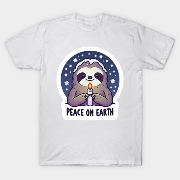 Peace On Earth Sloth T-Shirt by Plushism